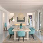 Salón rústico moderno con chimenea y vegetación interior