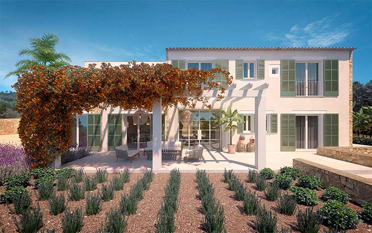 Renders of a rustic house in Santanyí, Mallorca