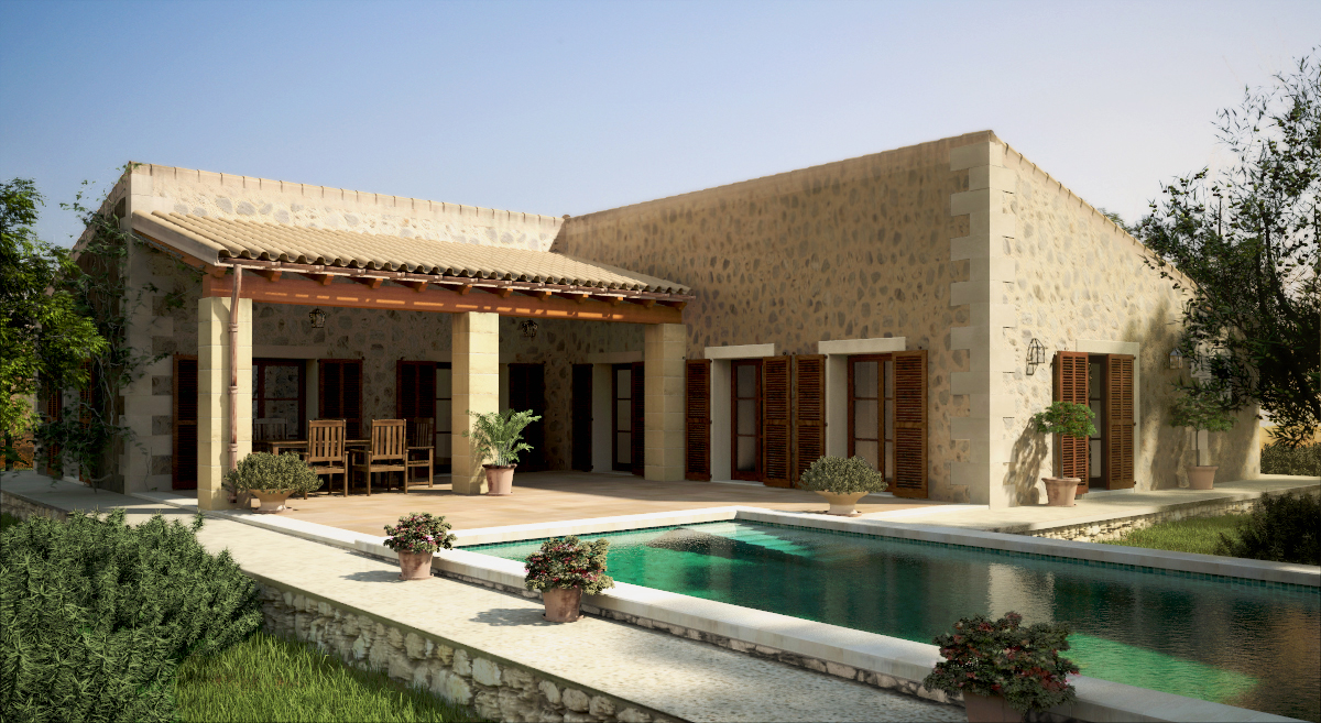 Renders of a rustic villa in Manacor, Mallorca