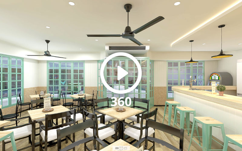 Tour virtual 3d de una reforma de un restaurante