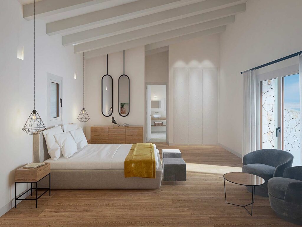 Dormitorio de una finca rústica